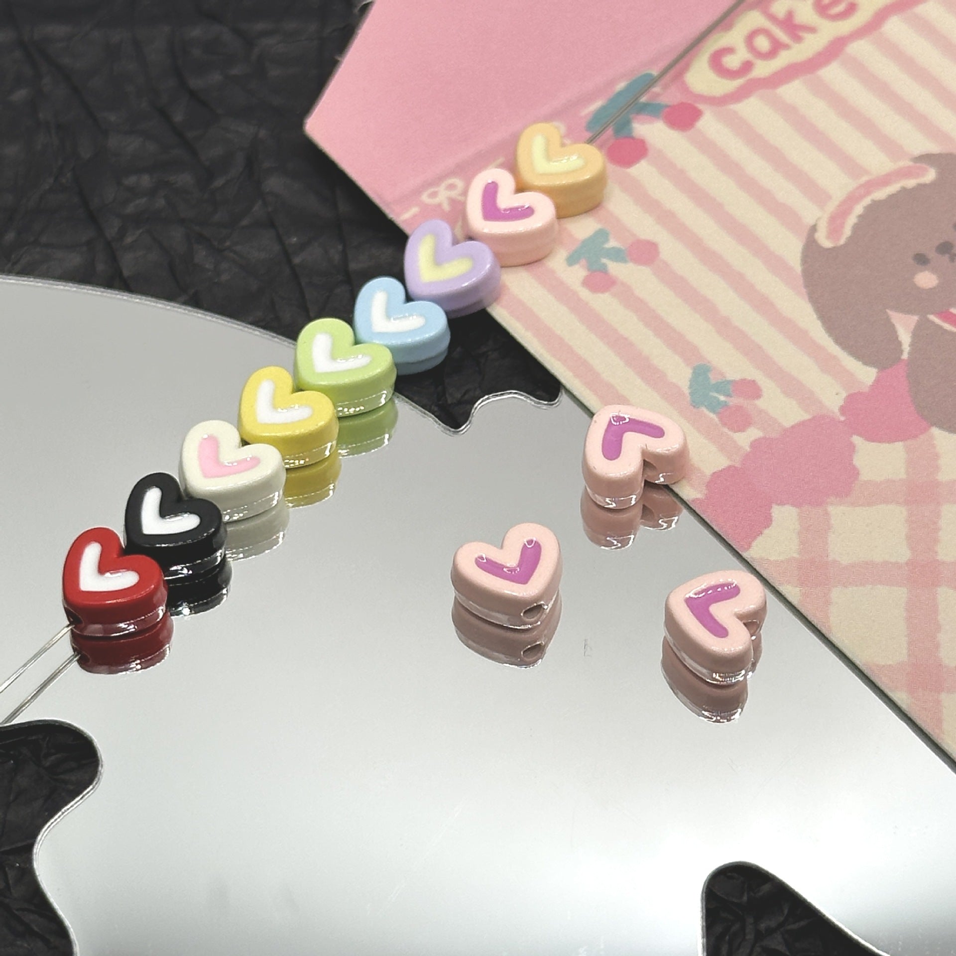 Wholesale 10pcs Dopamine Oil Drop Heart Alloy Beads Versatile Heart Spacer Beads DIY