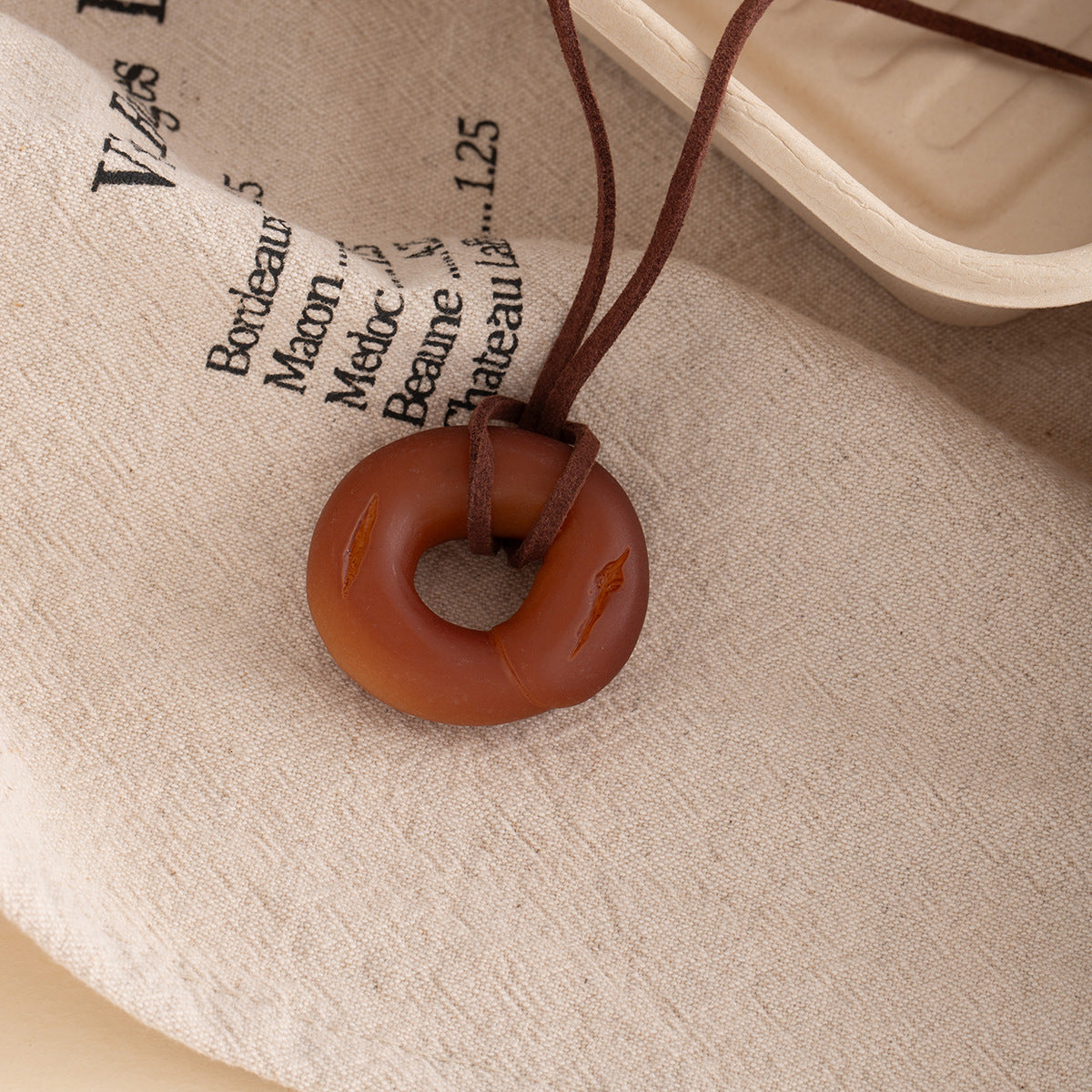 Wholesale Vintage Resin Croissant Pendant Long Necklace