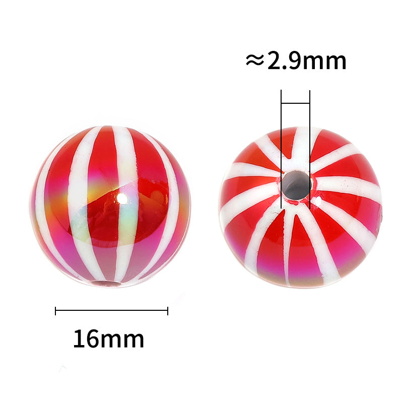 Wholesale 100pcs UV Plated Contrast Red and White Striped Pumpkin Christmas DIY Beads