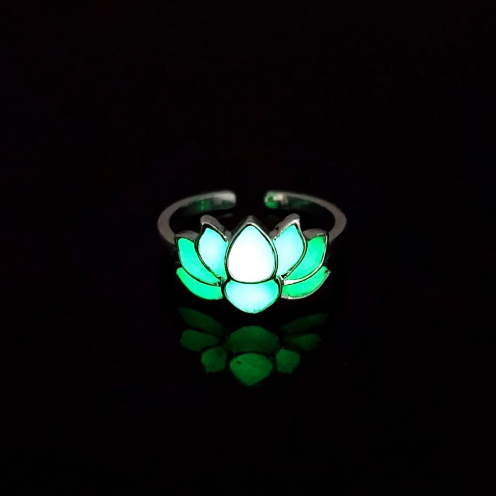 Wholesale Luminous Blooming Lotus Energy Adjustable rings
