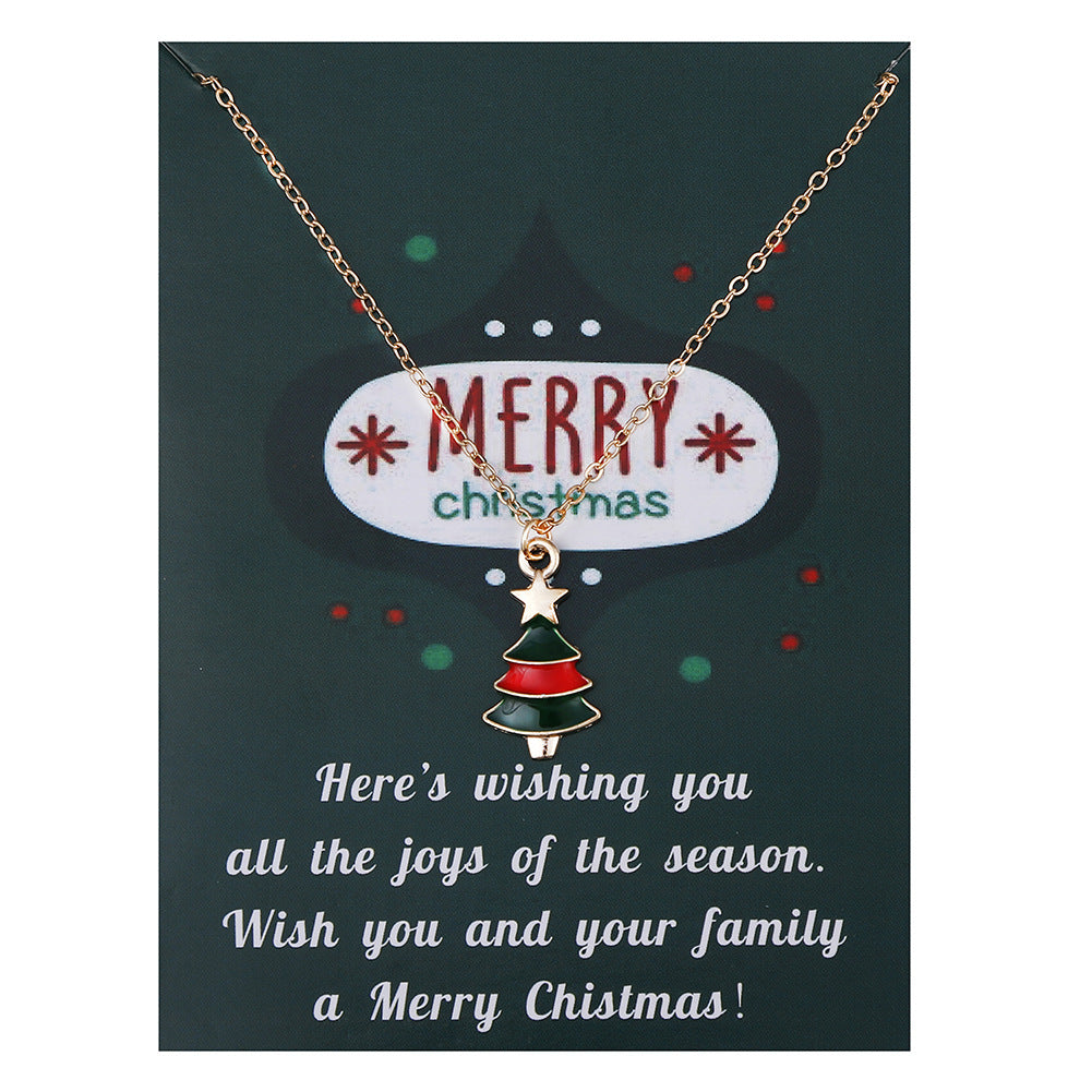 Wholesale Christmas Tree Pendant Card Necklace Clavicle Chain
