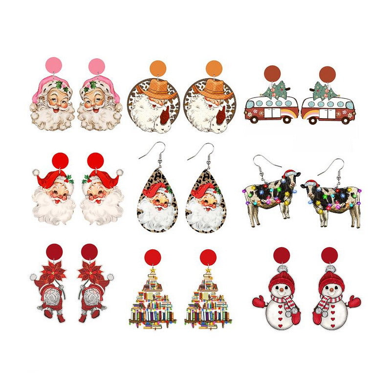 Wholesale Pink  Wooden Drop Earrings Trendy Cartoon Design Fashion Accessory For Party Gift