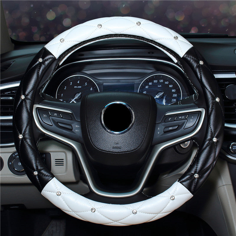 Wholesale Faux Leather Diamond Car Steering Wheel Cover