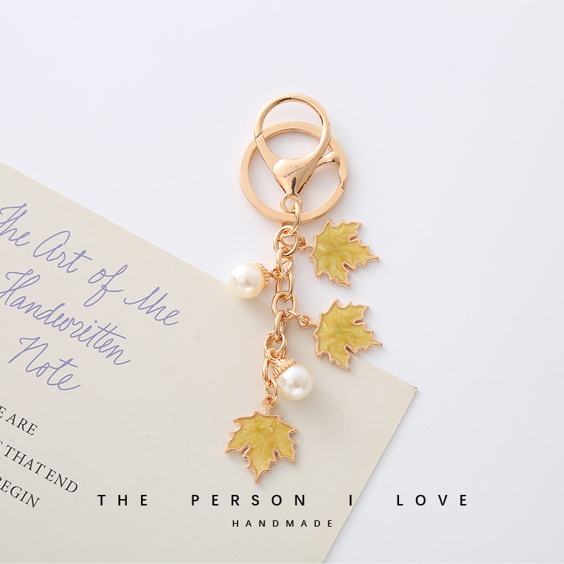 Wholesale Falling Maple Leaf Oil Key Chain
