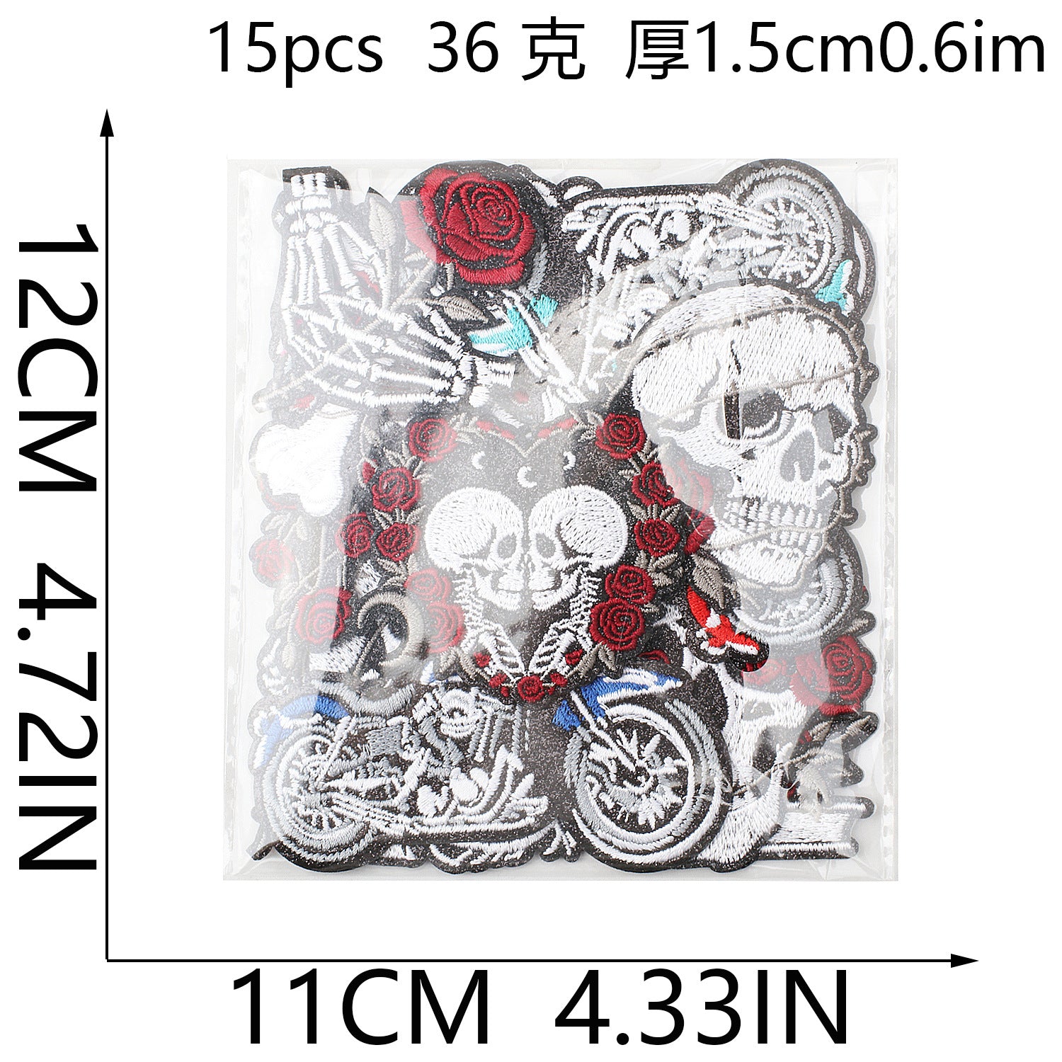 Wholesale Leather Skull  Embroidered Patch Iron On DIY Accessory For Clothing Backpack