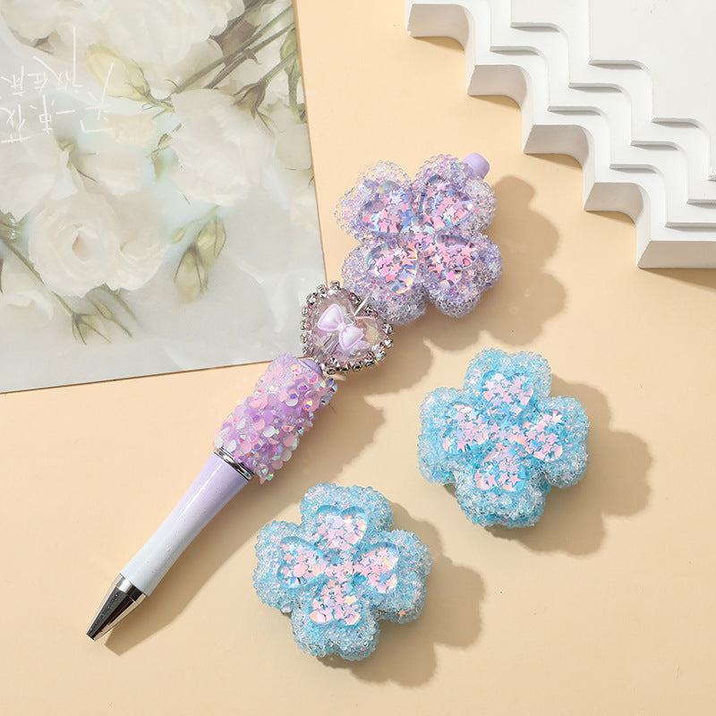 Wholesale 10pcs beaded pen bow four-leaf clover DIY cute beads