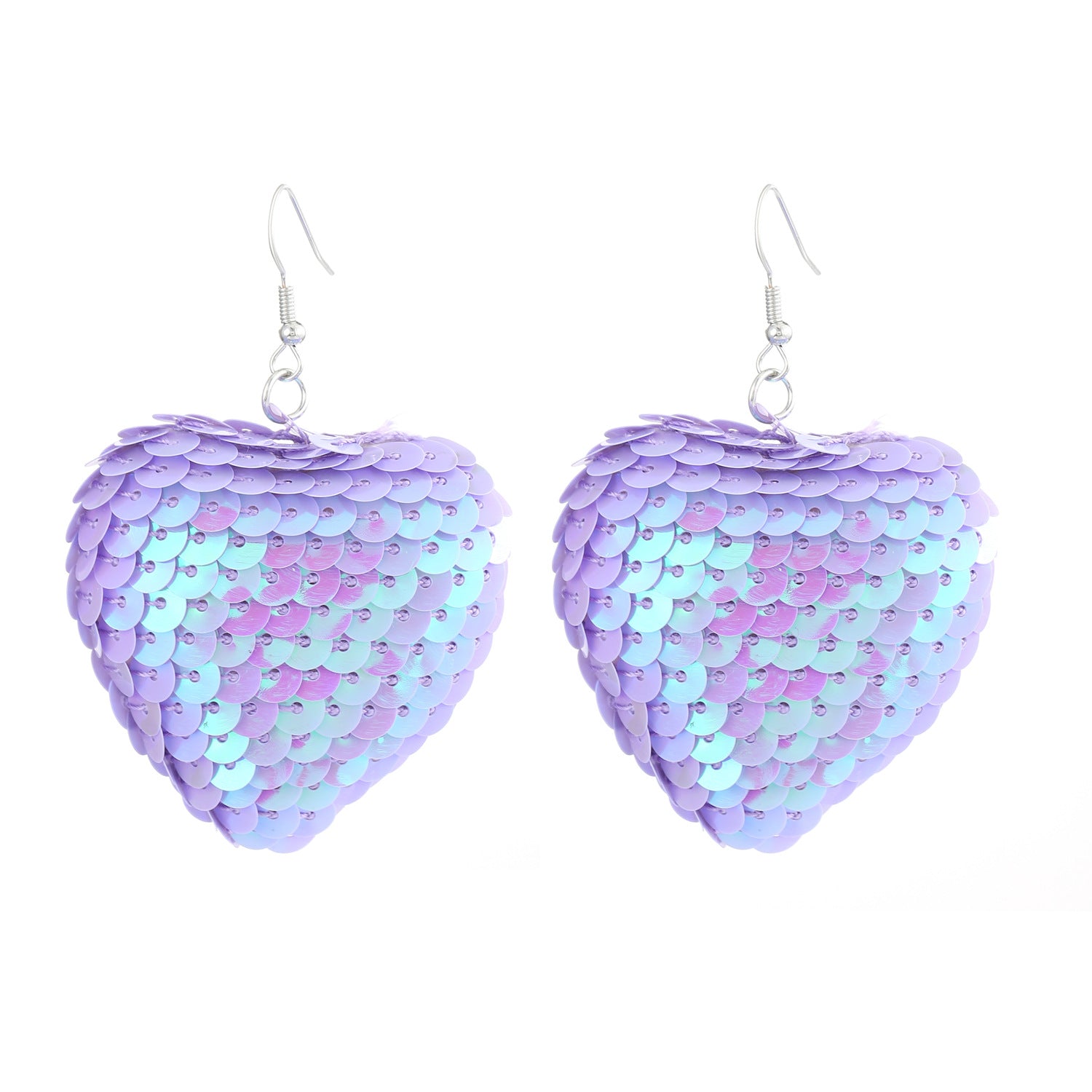 Wholesale Reflective Sequin Heart Earrings