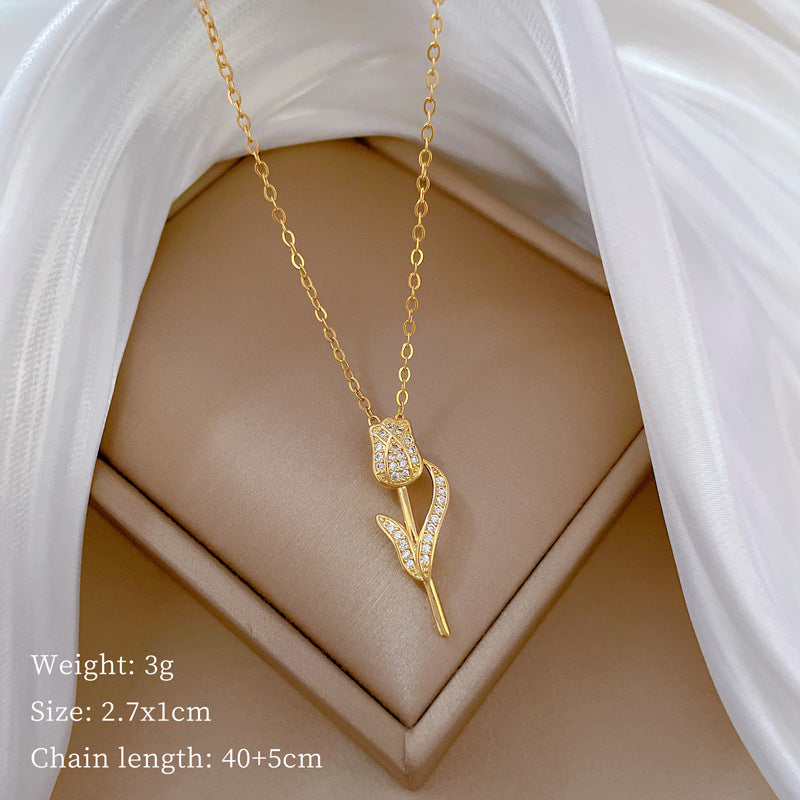 Wholesale Element Love Full Diamond Titanium Steel Clavicle