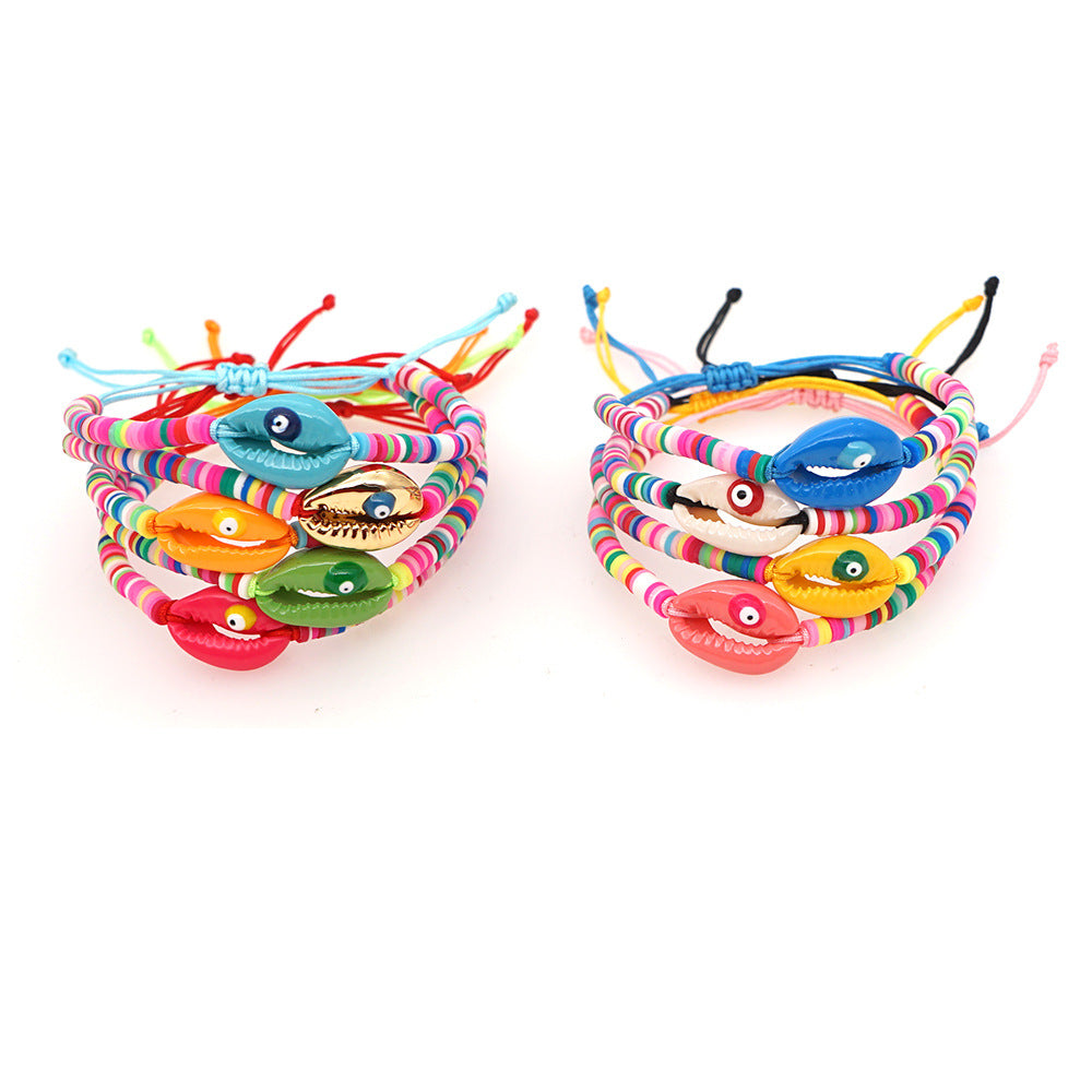 Wholesale 4mm colored polymer clay natural shell drop oil eye Bracelet