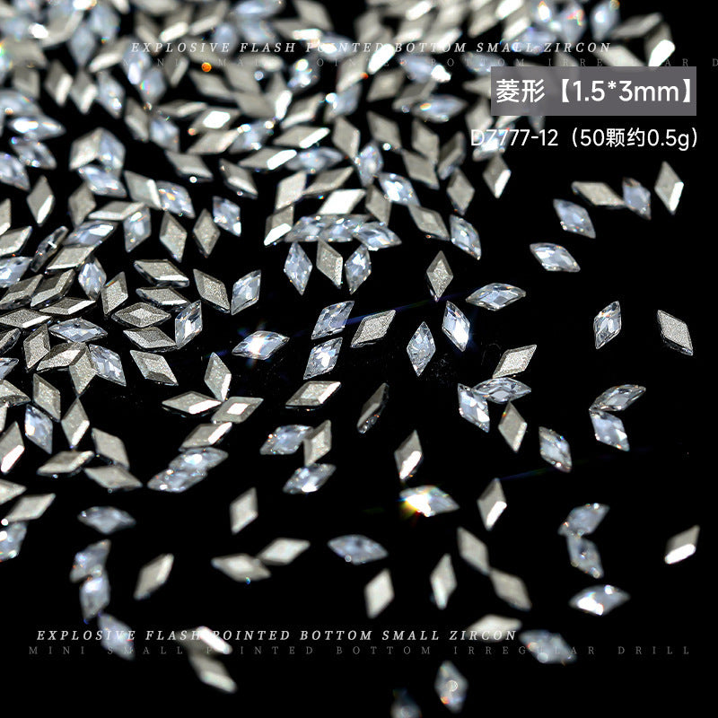 Wholesale 50pcs mini diamond nail drill 5A transparent zircon snowflake Nail Stickers