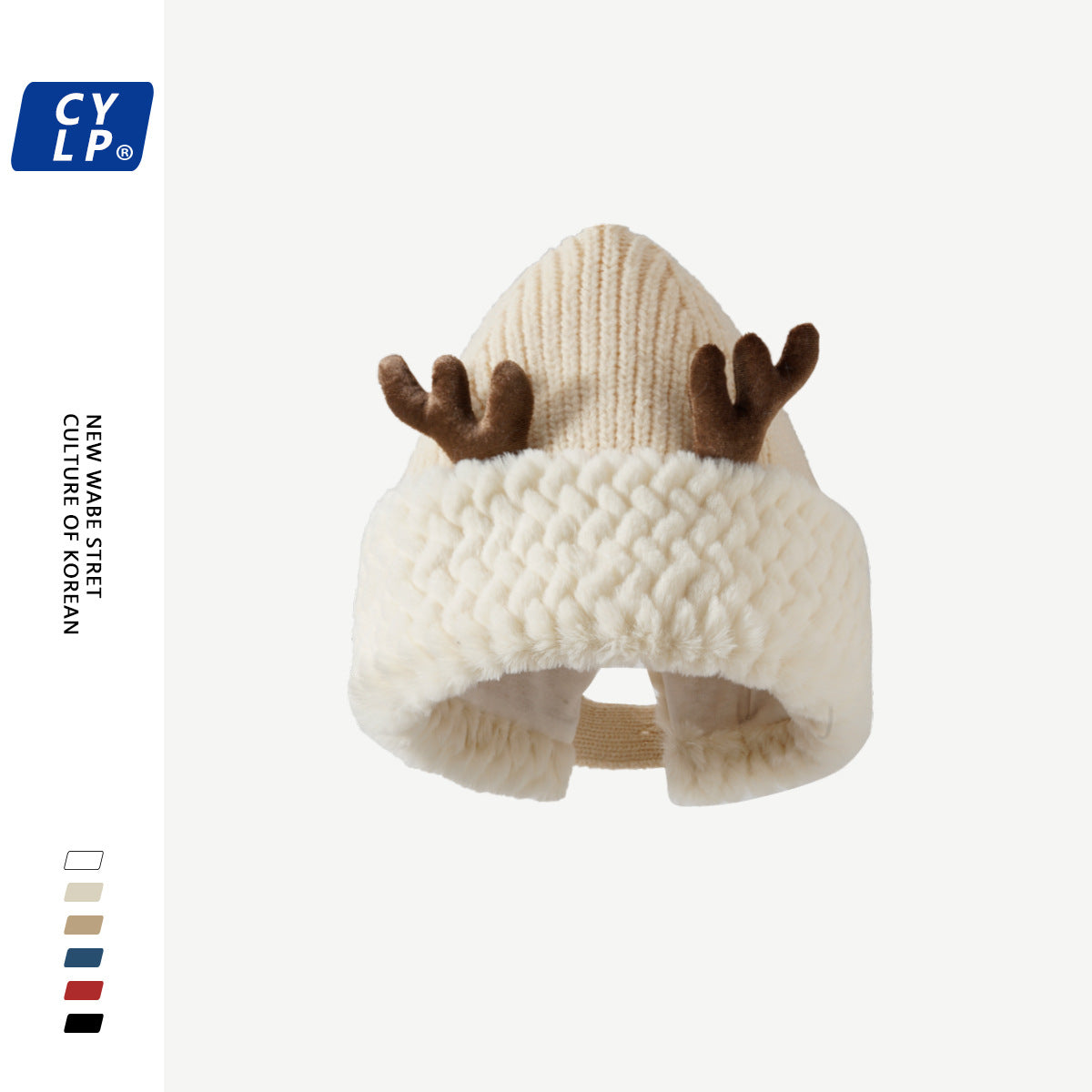 Wholesale Red Christmas cute deer antler plush knitted hat