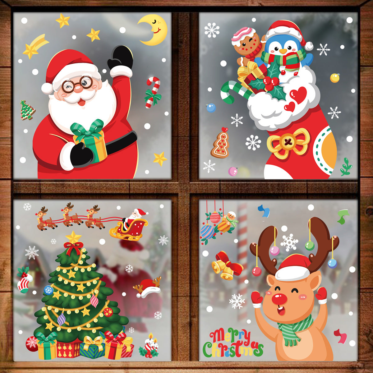 Wholesale Christmas Decorative Snowflake Stickers Static Stickers Merry Christmas Window Stickers