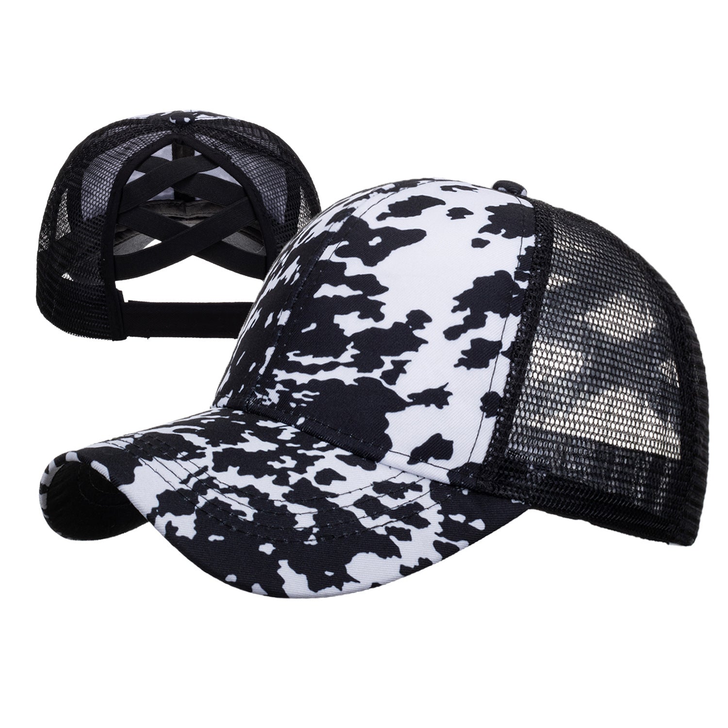 Wholesale Black and white striped cross mesh baseball cap
