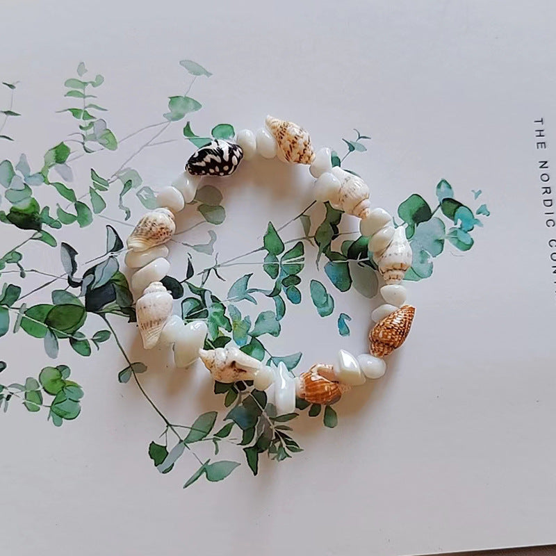 Wholesale Natural Crushed Amethyst Conch Shell Bracelet
