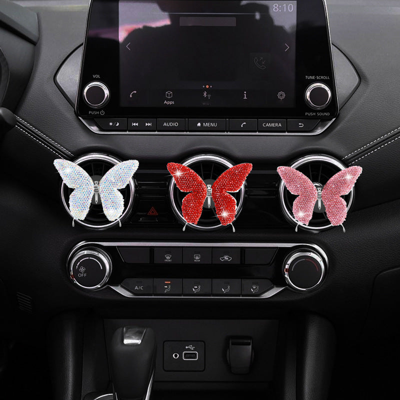 Wholesale Automobile Perfume Clip Bingbing Butterfly Inlaid Diamond Air Conditioner Outlet