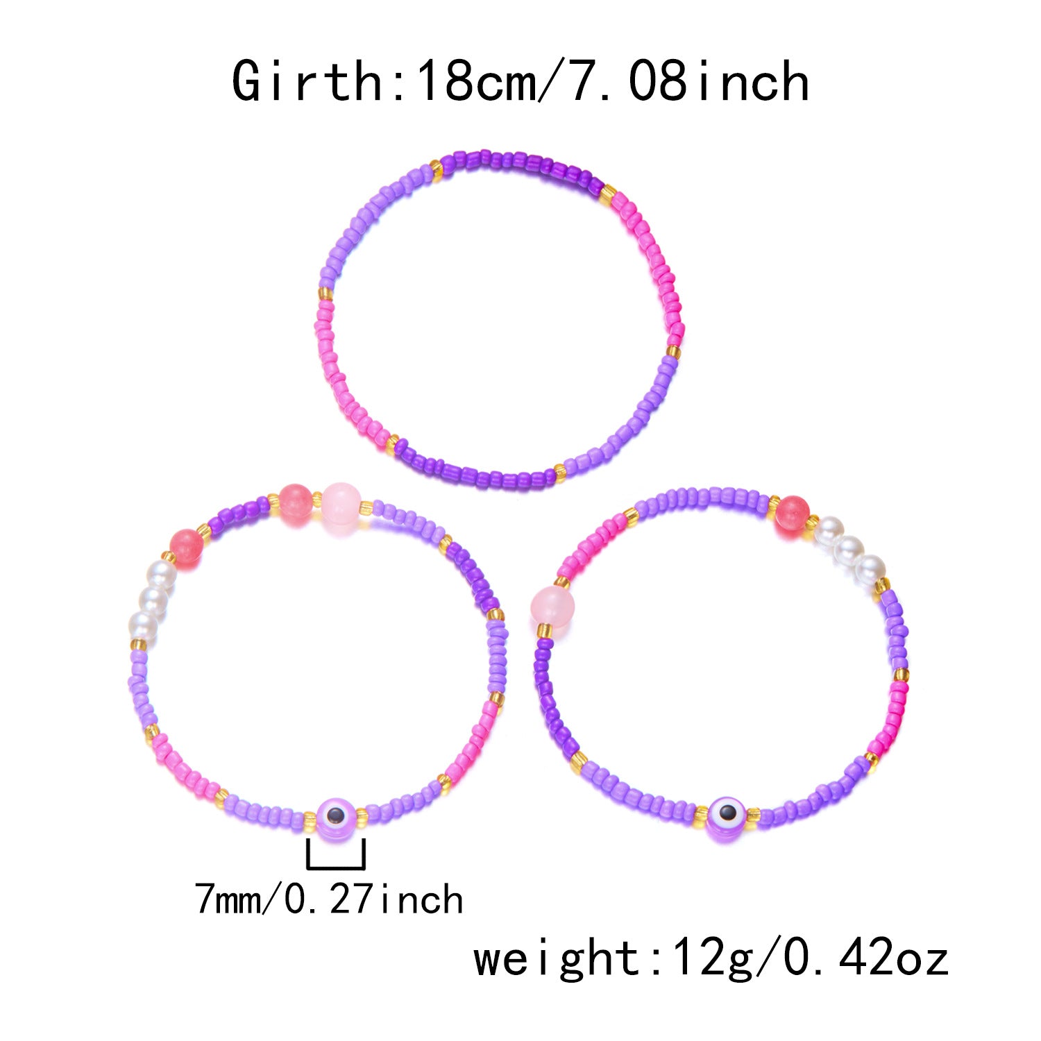 Wholesale Holiday Style Rice Pearl Conch Devil' s Eye Anklet Bracelet