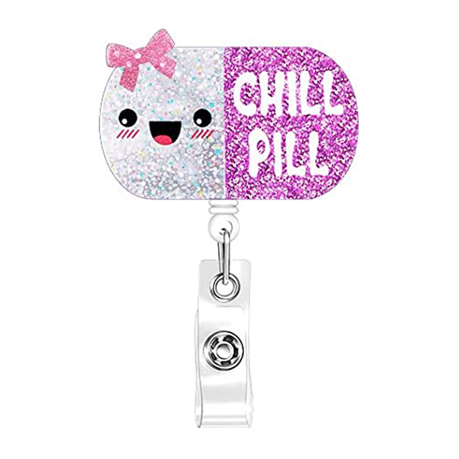 Wholesale Glitter Acrylic Rainbow Retractable ID Buckle