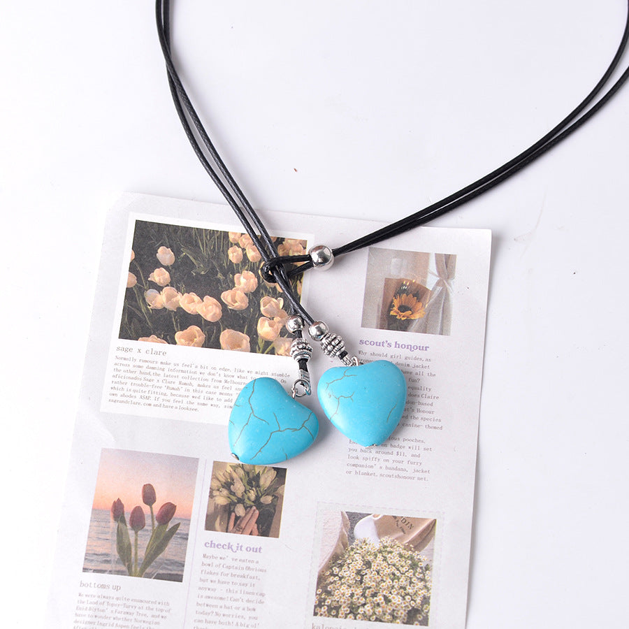 Wholesale Bohemian Long Turquoise Pendant Earrings Necklace Suit