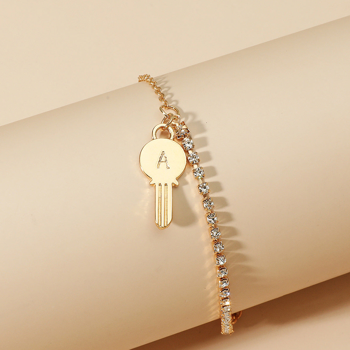 Wholesale Zircon Bracelet Set Exaggerated Geometric Beaded Thick Chain Bracelet