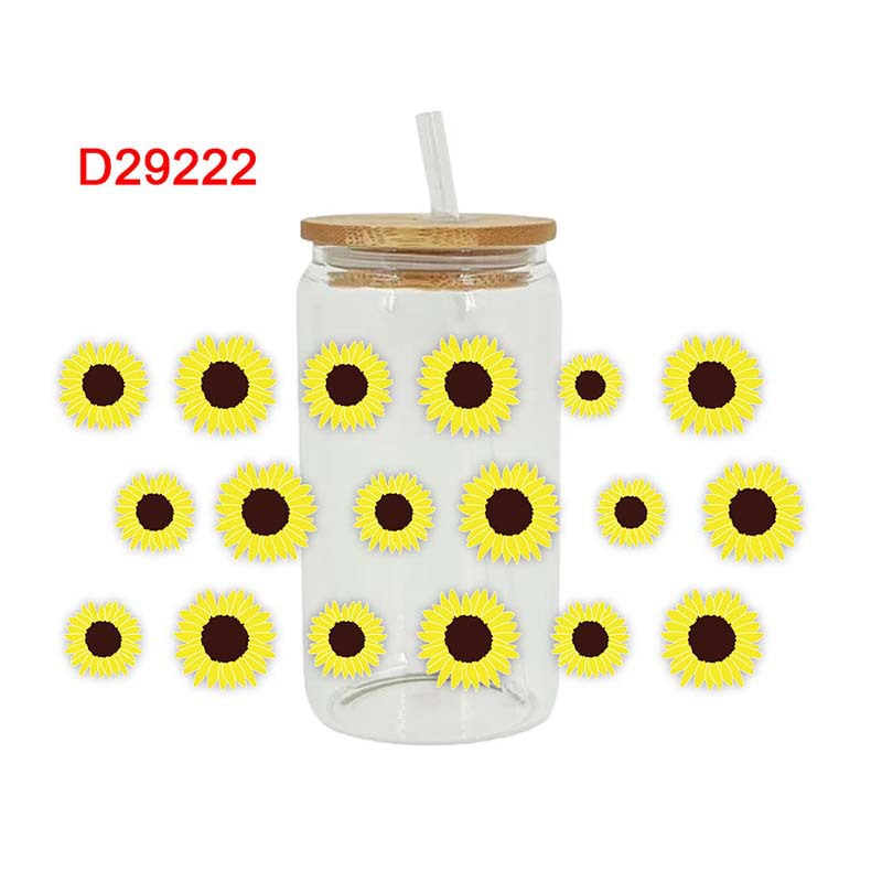 Wholesale Yellow Sunflower Butterfly 16oz Cup UV DTF Wraps
