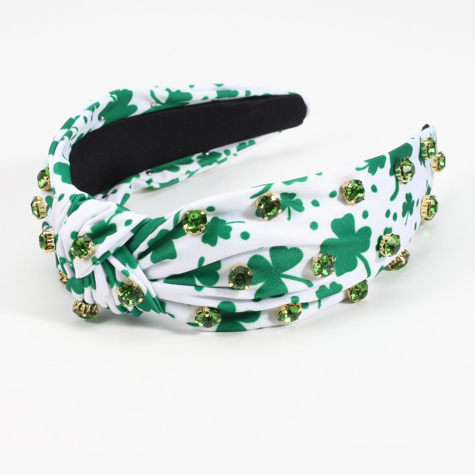 Wholesale Rhinestone inlaid three-leaf clover four-leaf clover wine glass party knotted women's headband