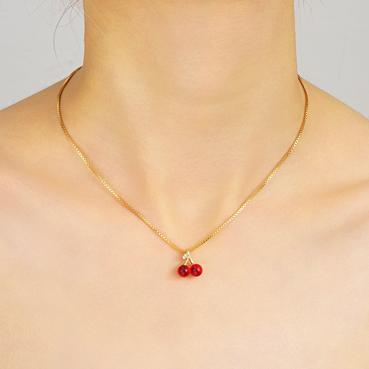 Wholesale Diamond studded red cherry Necklace Set