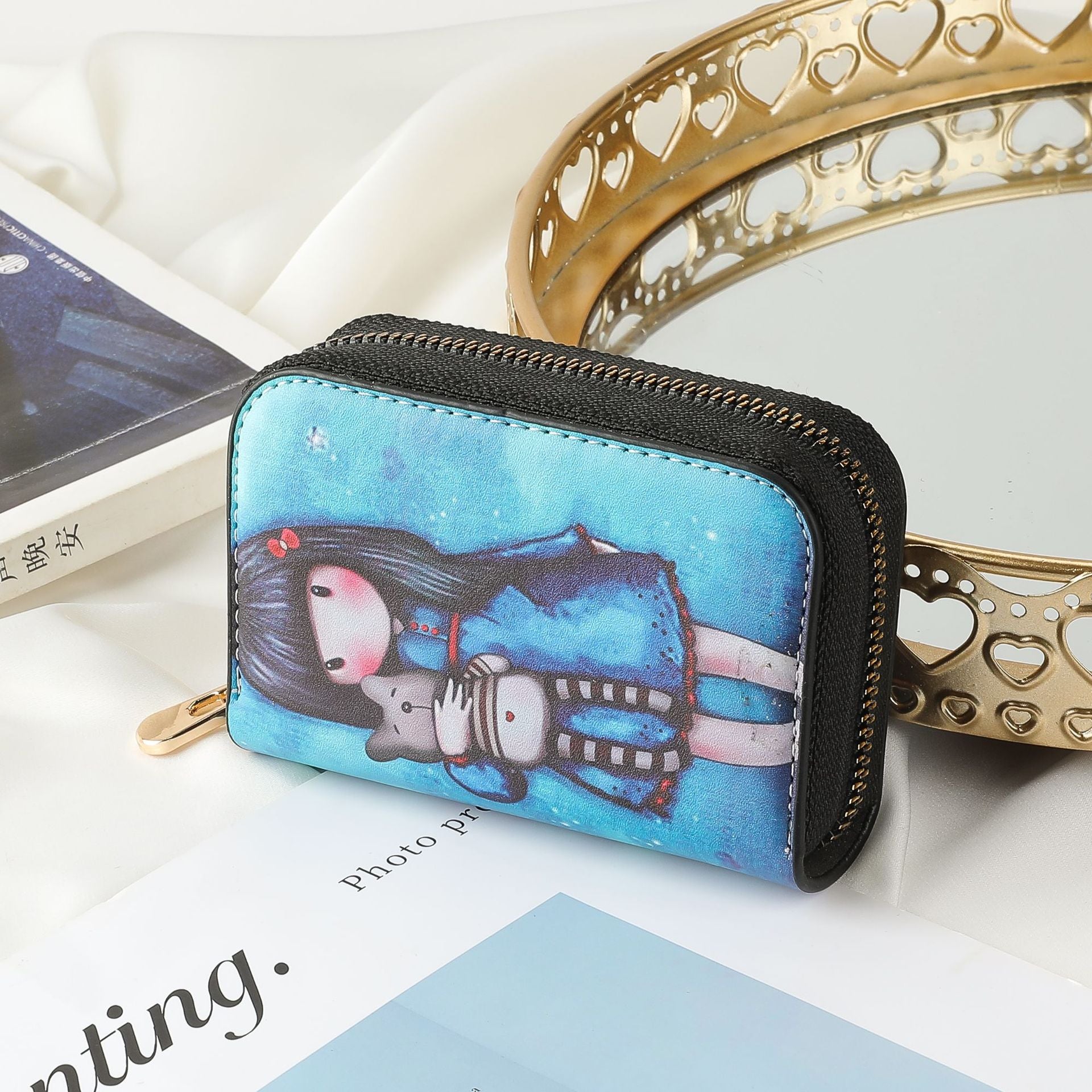 Wholesale Cartoon Character Creative Printing Card Holder Large Capacity Card Holder Zipper Coin Purse