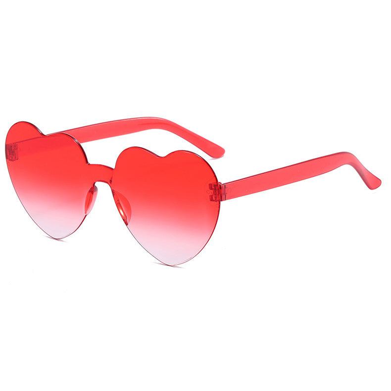 Wholesale PC 2023 Summer New Transparent Jelly Color Gradient Heart Sunglasses