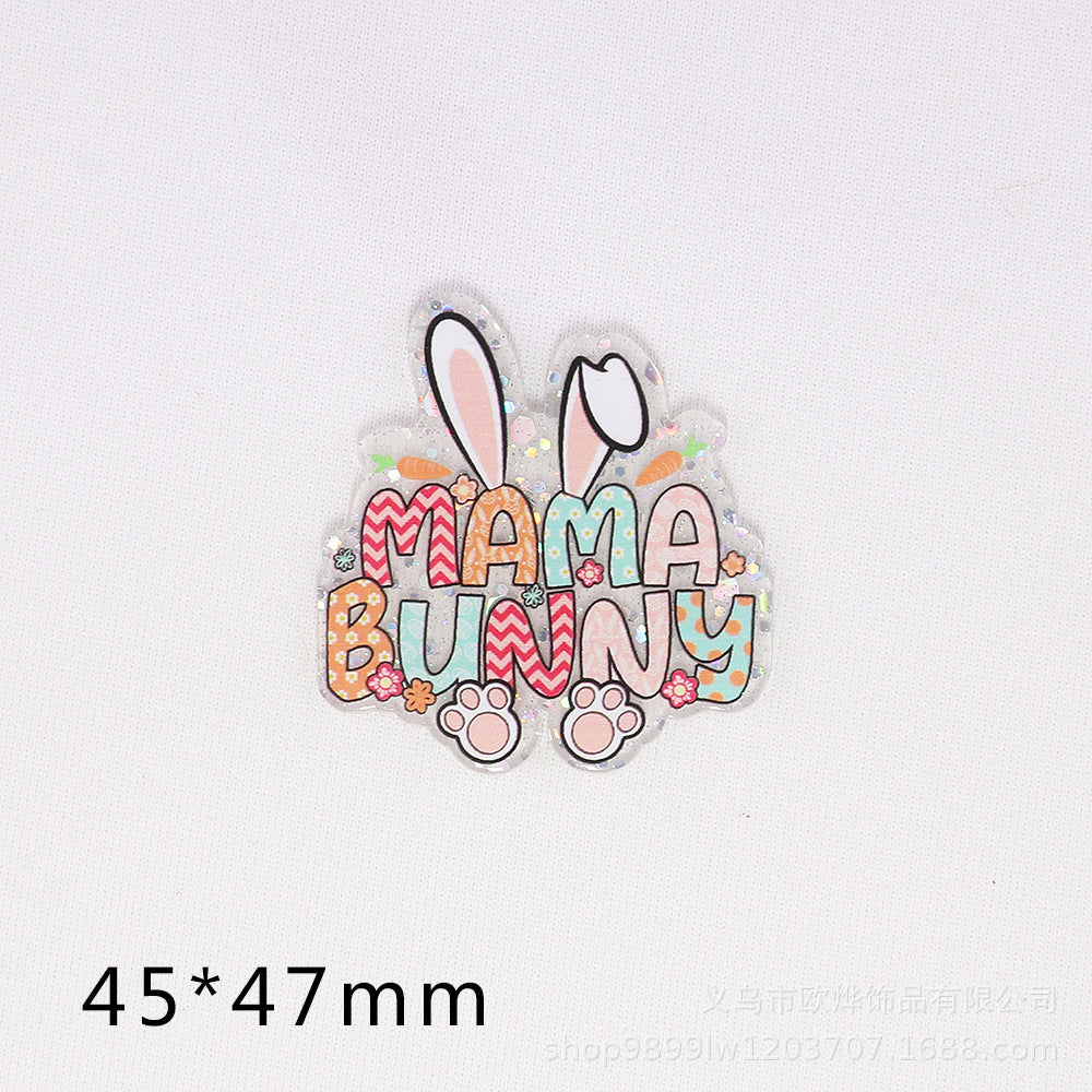 Wholesale 10pcs/pack Loose powder Easter cartoon bunny Acrylic Flatback