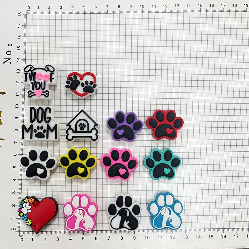 Wholesale Random 100pcs Dog Paw Series Creative Ballpoint Pen Bead Focal Beads