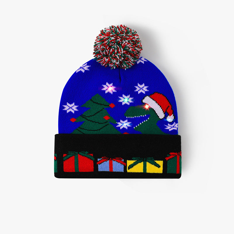 Wholesale Christmas hat luminous Christmas decoration wool hat colorful light party knitted hat