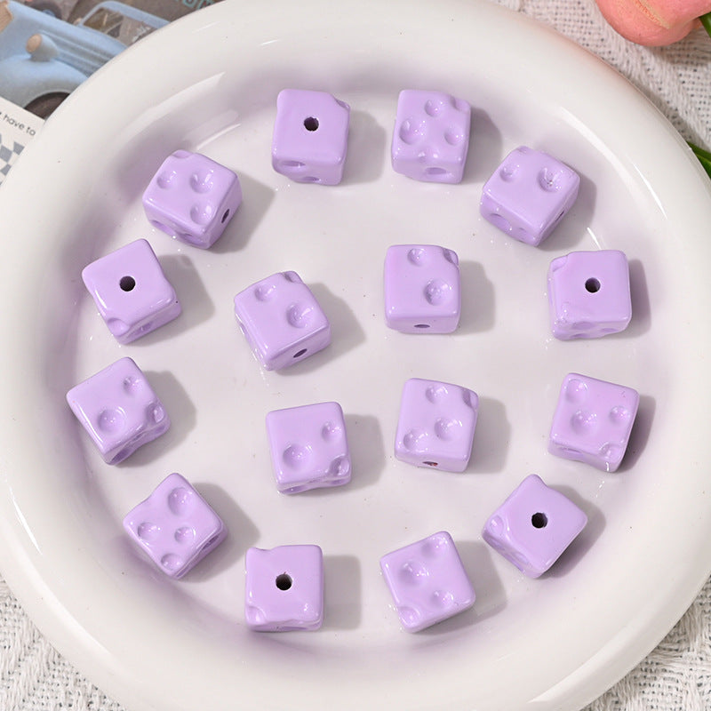 Wholesale   10pcs/pack   Acrylic baking paint texture cheese cube beads Acrylic Beads