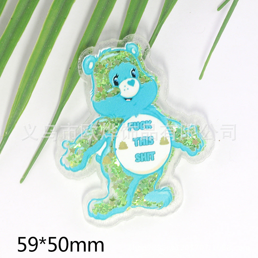 Wholesale 10pcs/pack cartoon quicksand bear bag  acrylic pin DIY patch OLY Exclusive