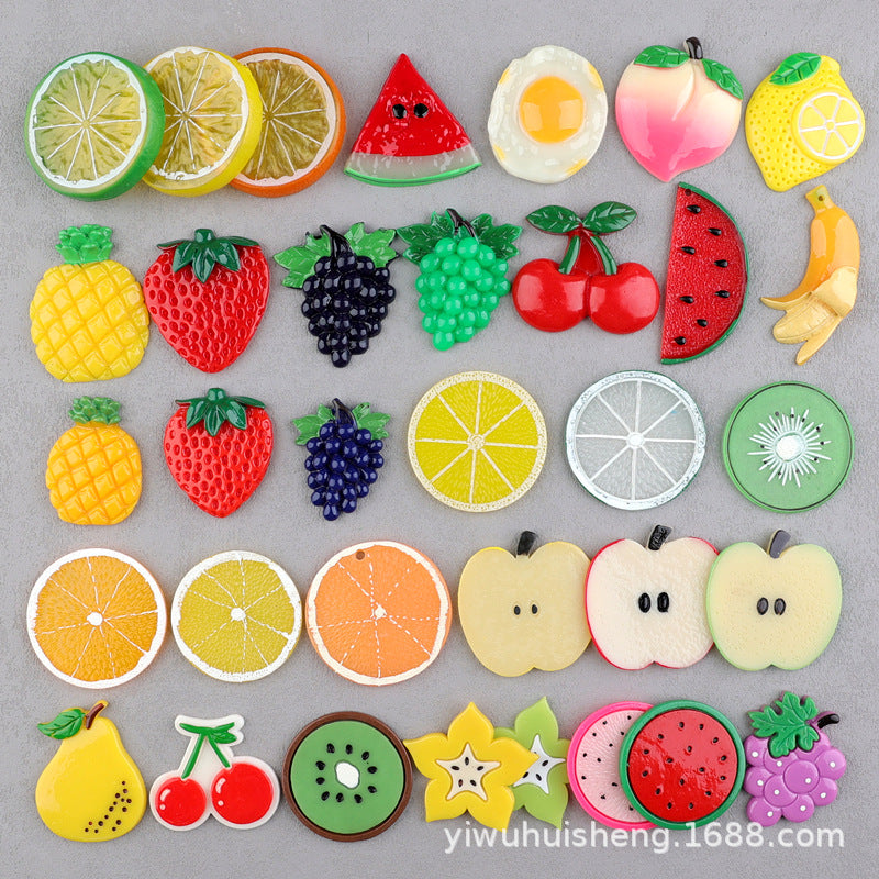 Wholesale 50pcs DIY Watermelon Strawberry Pineapple Fruit Homemade Cream Glue Resin Hole Shoe Patch FlatBack