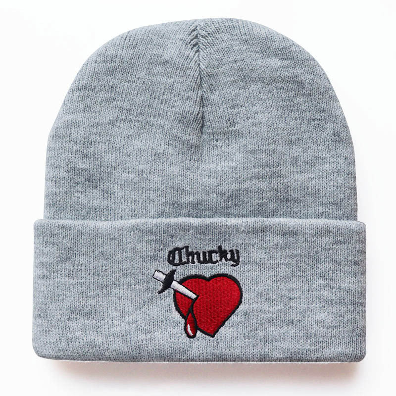 Wholesale Cartoon Embroidered Knitted Warm Hooded Yarn Outdoor Sports Cycling Cold Hat