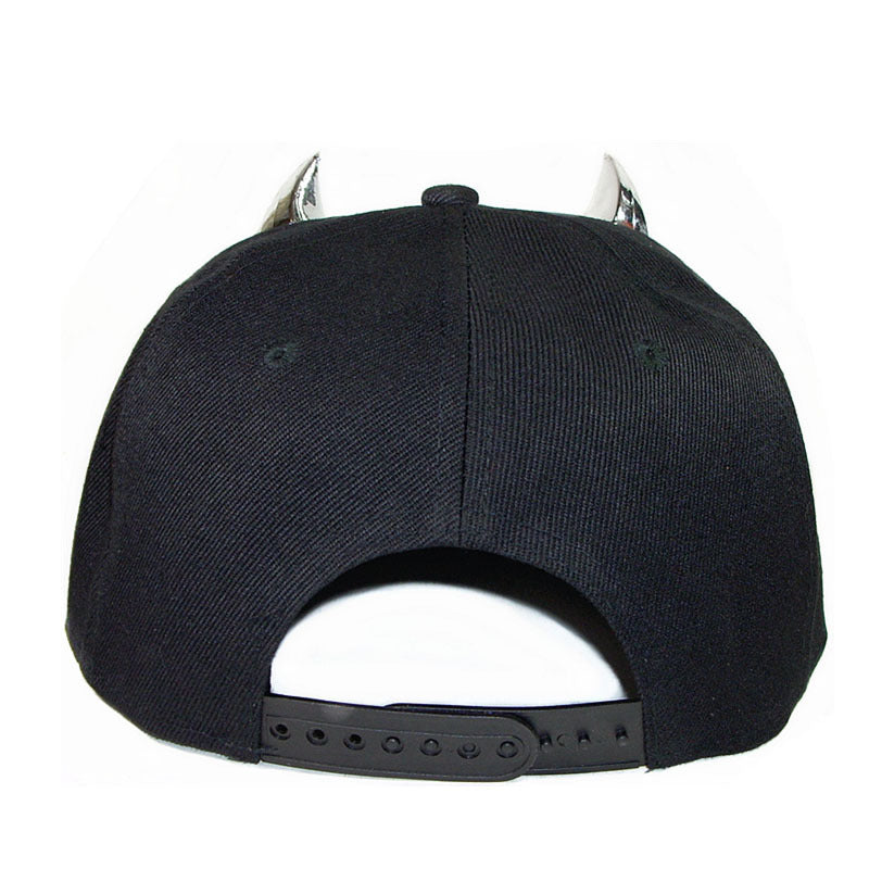 Wholesale Punk Horn Rivet Hip Hop Flat Brim Baseball Cap