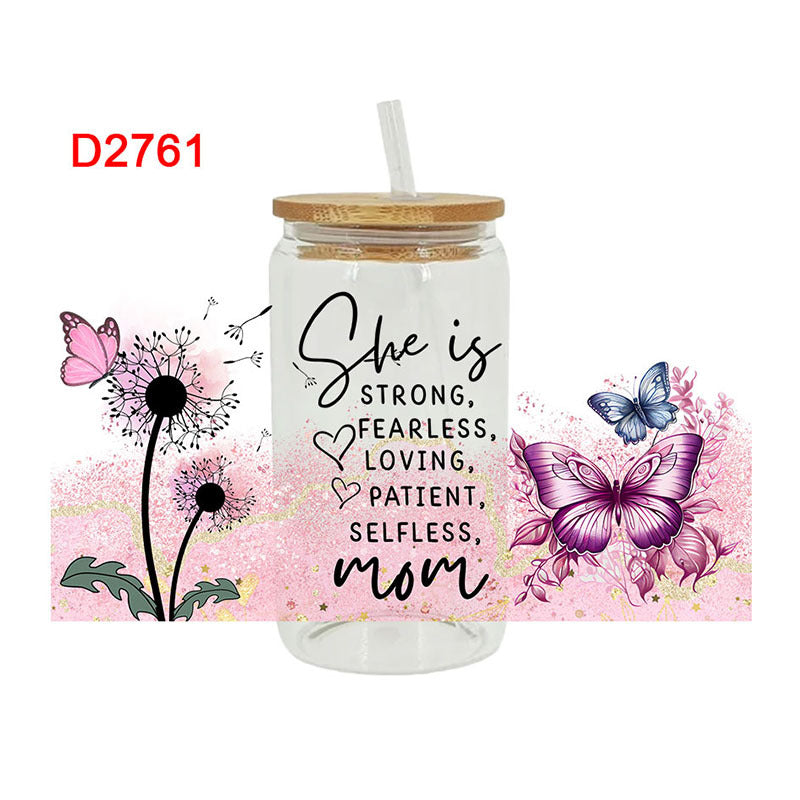 Wholesale Cartoon Family Love Mother' s Day Print 16oz Cup UV DTF Wraps