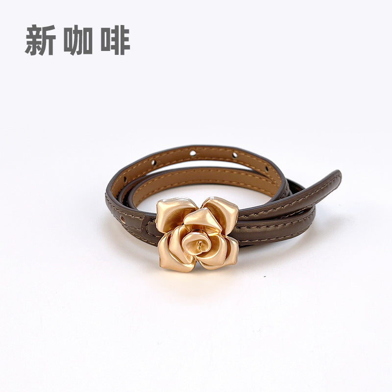 Wholesale Leather Belt for Women with Flower Waistband and Cowhide Leather Belt