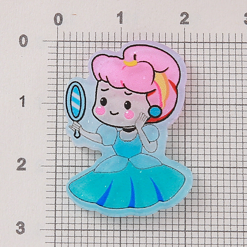Wholesale  10pcs Acrylic Jewelry Accessories Cute Princess Girls Acrylic Flatback