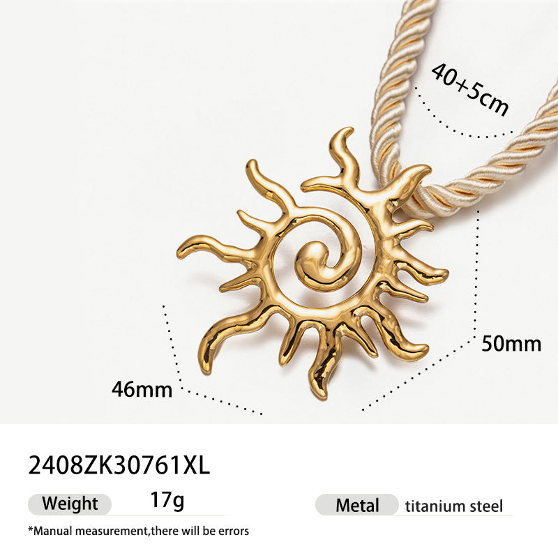Wholesale Tyna European and American Light Luxury 18K Gold Stainless Steel Conch Sea Star Sun Thick Rope Necklace All-match Cross-border Trendy Jewelry
