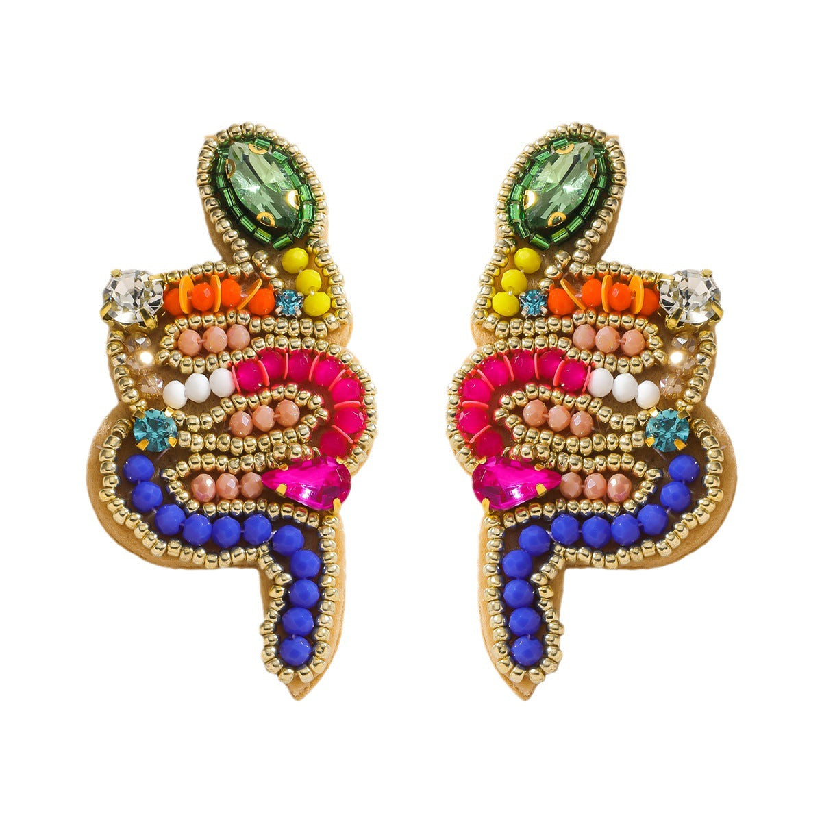 Wholesale snake-shaped hand-woven personalized colorful pearl earrings