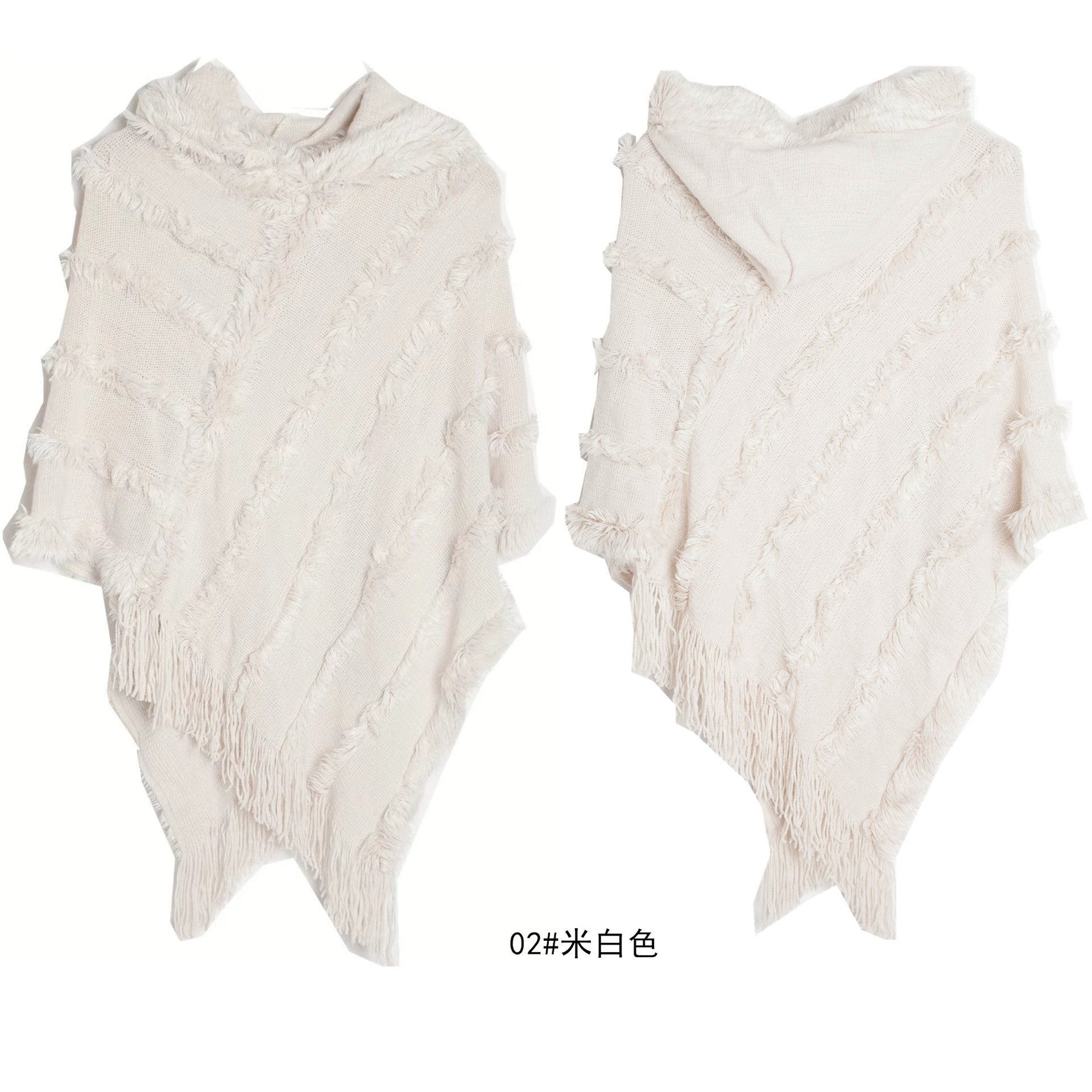 Wholesale Autumn and Winter Shawl Solid Color Hooded Knitted Pullover Cape Shawl