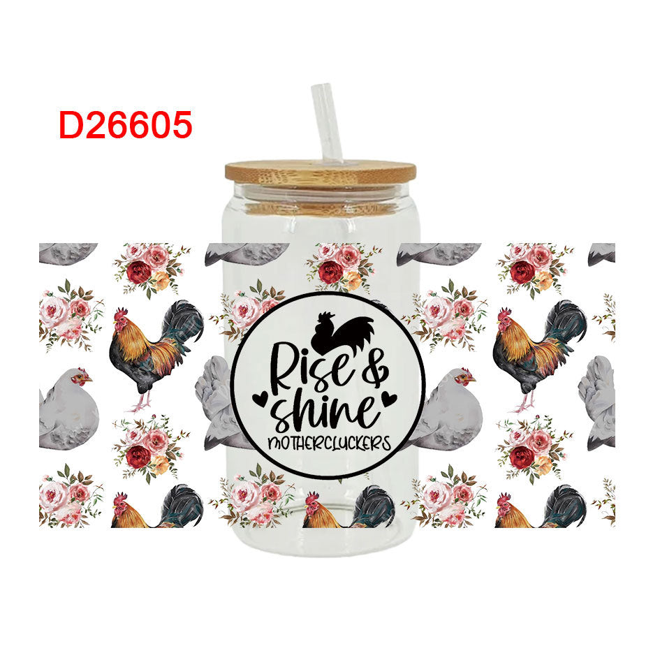 Wholesale Cartoon Chicken Monkey Diverse Animals 16oz Cup UV DTF Wraps