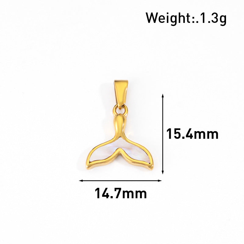 Wholesale 10pcs Love tailed unicorn elephant fan-shaped white shell mother pendant