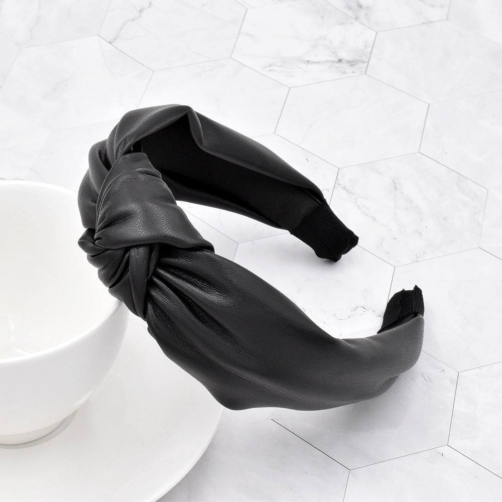 Wholesale Knotted Leather Pleated Hair Bands