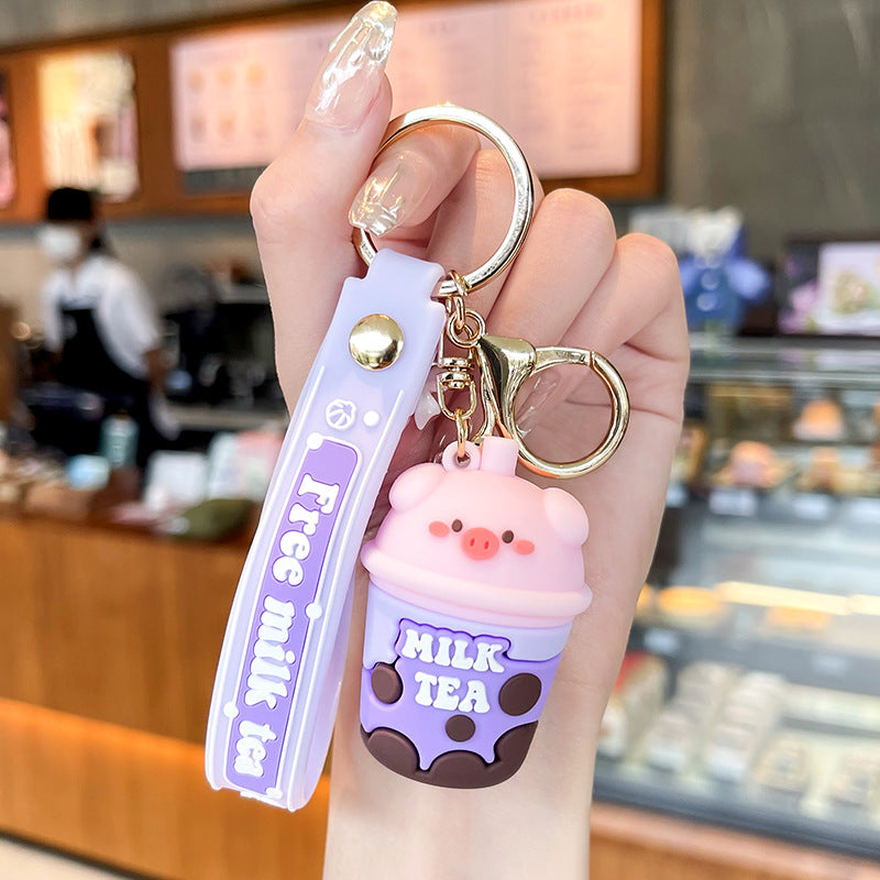Wholesale Real Pig Milk Tea Cartoon Keychains