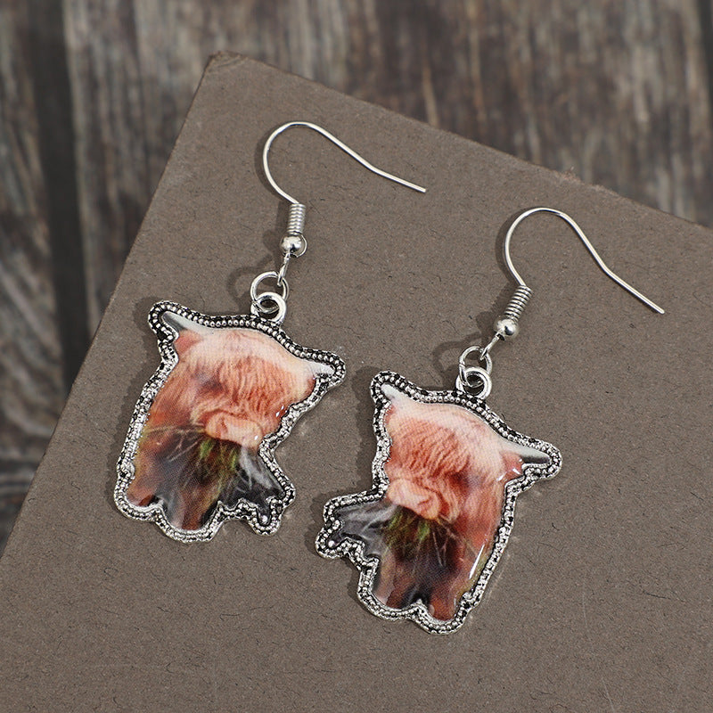 Wholesale of Western Fengxi Highland Cow Earrings