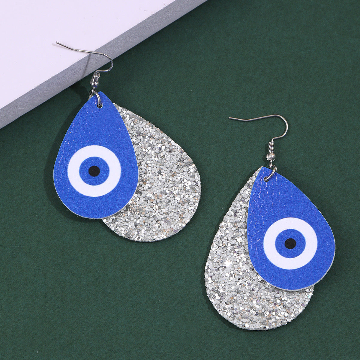 Wholesale Blue Eye Leather Earrings