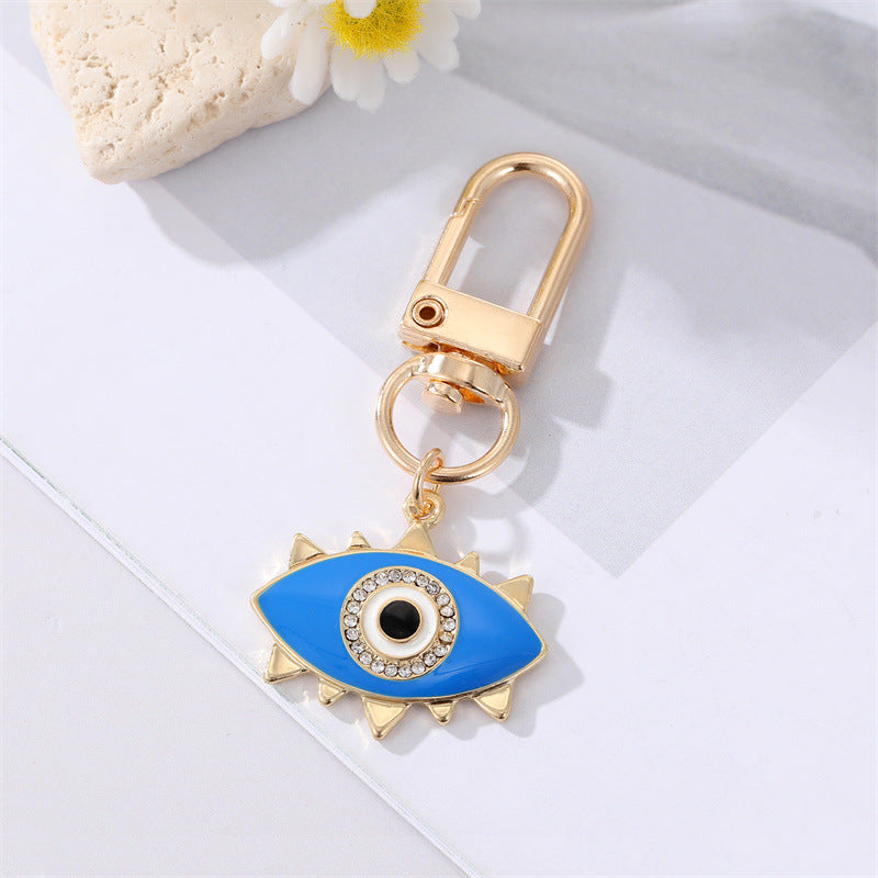 Wholesale Diamond Drop Oil Heart Blue Eyes Keychains