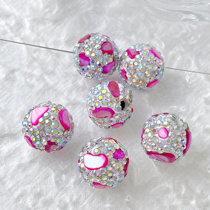 Wholesale Contrasting Black Pink and White Leopard Print Acrylic Diamond Beads